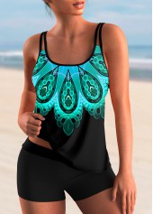 Colorful Tribal Print Spaghetti Strap Tankini Set