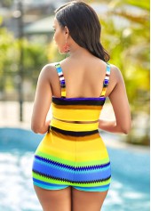 Colorful Geometric High Waisted Print Bikini Set	