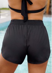 Mid Waist Solid Dolphin Hem Shorts