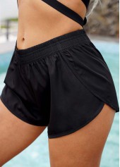 Mid Waist Solid Dolphin Hem Shorts