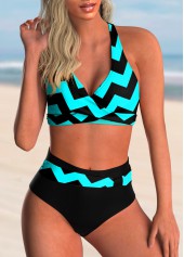 Geometric Print Criss Cross Back Bikini Set