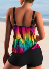 Colorful Printed Spaghetti Strap Tankini Set 