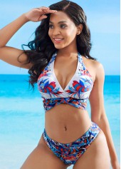 Halter Cross Front Tie Back Bikini Set 