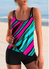 Colorful Striped Spaghetti Strap Tankini Set