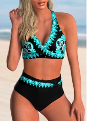 Tribal Print Criss Cross Back Bikini Set