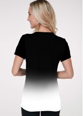 Cross Strap Ombre Tribal Print T Shirt