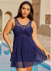 Lace Crossover Hem Plus Size Swimdress and Shorts