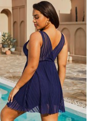 Lace Crossover Hem Plus Size Swimdress and Shorts