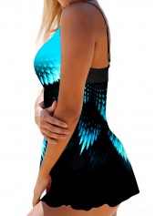 Colorful Printed Spaghetti Strap Swimdress and Panty