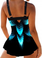 Colorful Printed Spaghetti Strap Swimdress and Panty