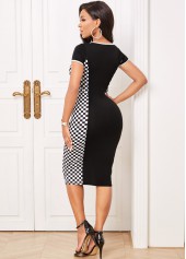 Short Sleeve Plaid Round Neck Dress