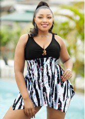 Plus Size Spaghetti Strap Swimdress and Panty