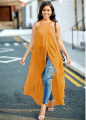 Asymmetric Hem Spaghetti Strap Ginger Camisole Top