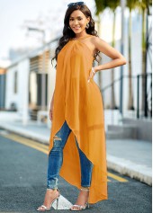 Asymmetric Hem Spaghetti Strap Ginger Camisole Top