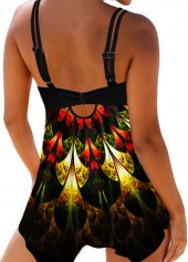 Printed Asymmetric Hem Swimdress and Panty