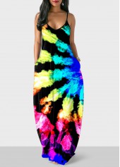 Multicolor Tie Dye Print Maxi Dress