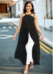 Black Asymmetric Hem Spaghetti Strap Camisole Top