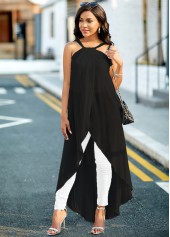 Black Asymmetric Hem Spaghetti Strap Camisole Top