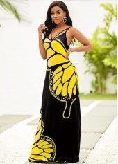 Butterfly Print Spaghetti Strap Maxi Dress