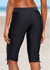 Mid Waist Drawstring Side Solid Swim Shorts