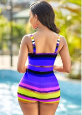 High Waisted Colorful Geometric Print Plus Size Bikini Set