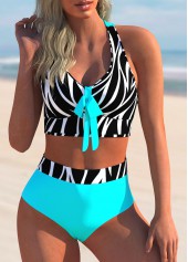 Criss Cross Back Zebra Print Bowknot Bikini Set 