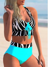 Criss Cross Back Zebra Print Bowknot Bikini Set 