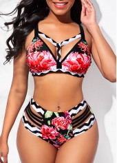 High Waisted Floral Print Plus Size Bikini Set