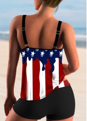 American Flag Print Spaghetti Strap Tankini Set