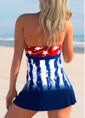 American Flag Print Bowknot Tankini Set