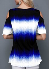 Cold Shoulder Ombre Half Sleeve T Shirt