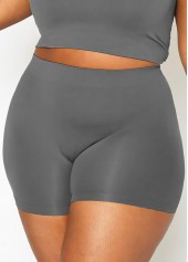 Solid Plus Size High Waisted Swim Shorts