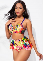 Spaghetti Strap High Waisted Floral Print Bikini Set