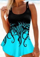 Octopus Print Double Strap Swimdress and Panty
