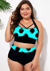 Plus Size Polka Dot High Waist Bikini Set 
