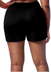 Drawstring Waist Plus Size High Waisted Swim Shorts