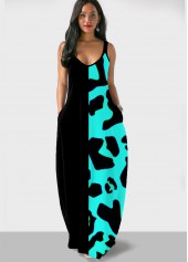 Animal Pattern Spaghetti Strap Maxi Dress