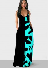 Animal Pattern Spaghetti Strap Maxi Dress