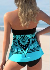 Bowknot Tribal Print Halter Tankini Set