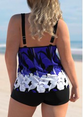 Spaghetti Strap Plus Size Floral Print Tankini Set 