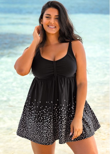 Rosewe Plus Size Polka Dot Swimdress and Shorts - 4X