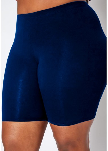 Rosewe High Waist Plus Size Skinny Solid Swim Shorts - 1X