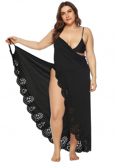 Rosewe Spaghetti Strap Plus Size Pierced Dettail Cover Up - 3XL