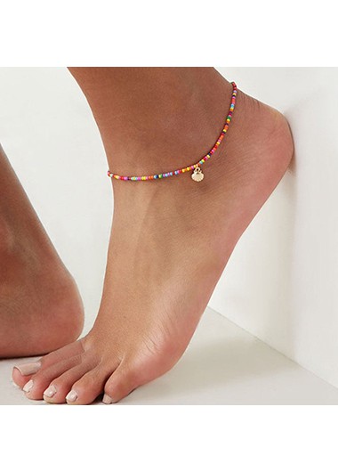 Rosewe Chic Metal Colorful Beads Shell Detail Anklet - One Size