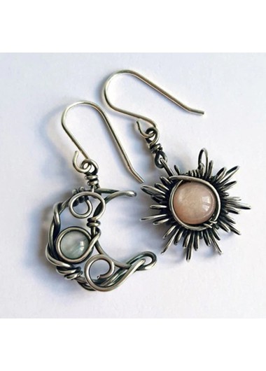 Rosewe Chic Sun and Moon Design Metal Detail Earrings - One Size