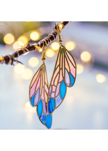 Rosewe Chic Rainbow Color Butterfly Wings Detail Earrings - One Size