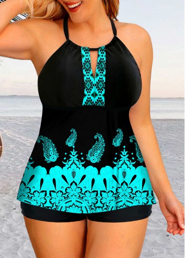 Rosewe Criss Cross Back Plus Size Swimdress and Shorts - 1X