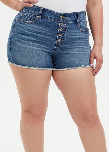 Rosewe Mid Waist Denim Plus Size Shorts - 2X