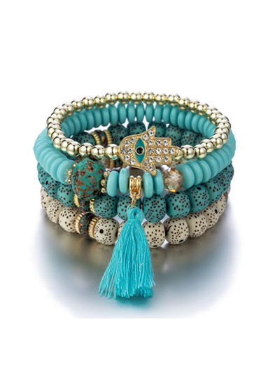 Rosewe Stylish Tassel Detail Bohemia Bracelet Set for Women - One Size