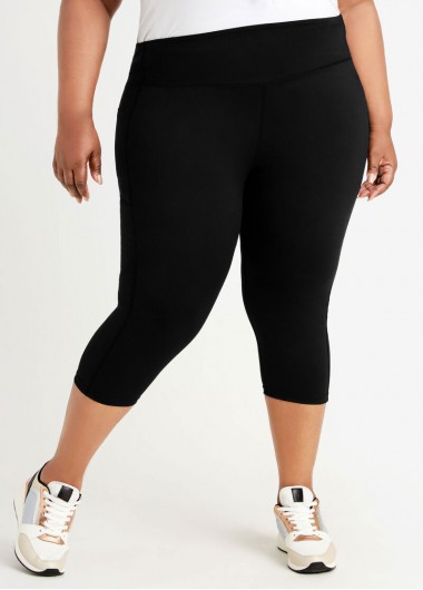 Rosewe Plus Size High Waist Skinny Solid Pocket Pants - 1X